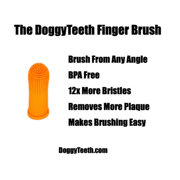 Image of the DoggyTeeth finger dog toothbrush BPA free with 12x more bristles